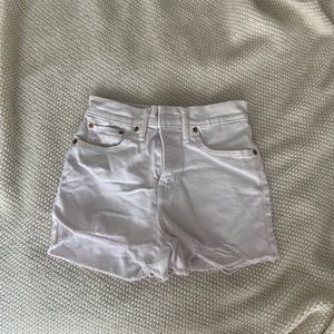 Levi’s High Waisted White Distressed Shorts
